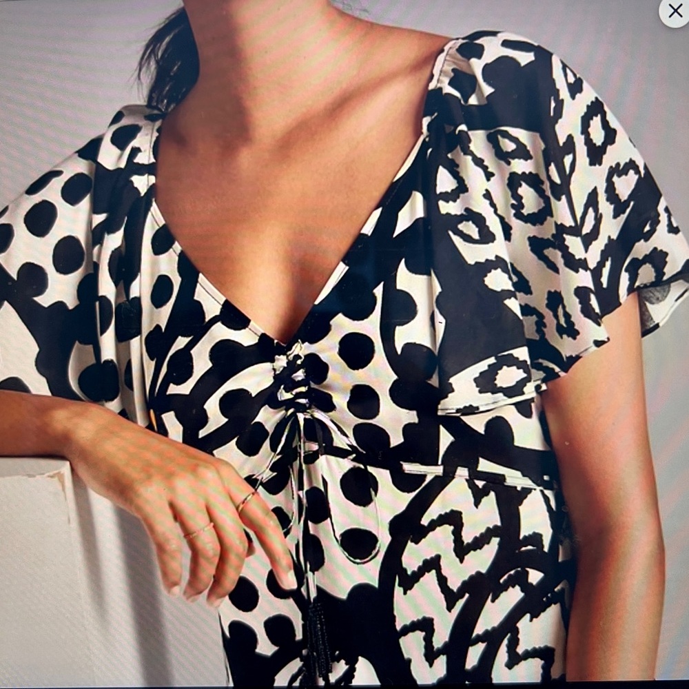 Farm Rio Anthropologie Flutter Sleeve Maxi Dress S